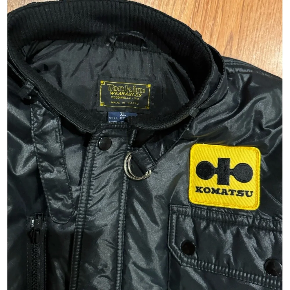 Vintage Komatsu Excavators Puffer Jacket XL Bulldozer Racing Rare